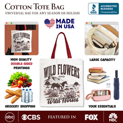 Wild Flowers And Horses Tote Bag White | Ashley Stewart