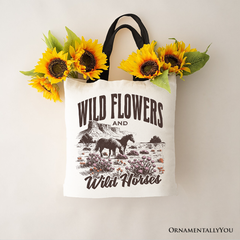 Wild Flowers And Horses Tote Bag White | Ashley Stewart