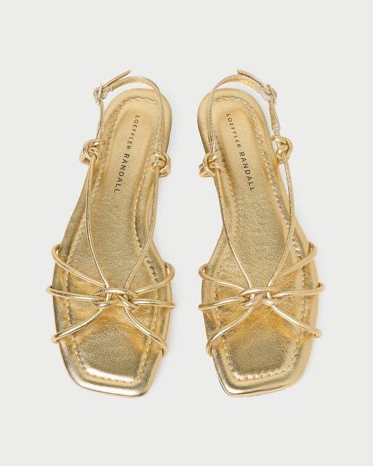 Loeffler Randall Karly Gold Leather Strappy Sandal