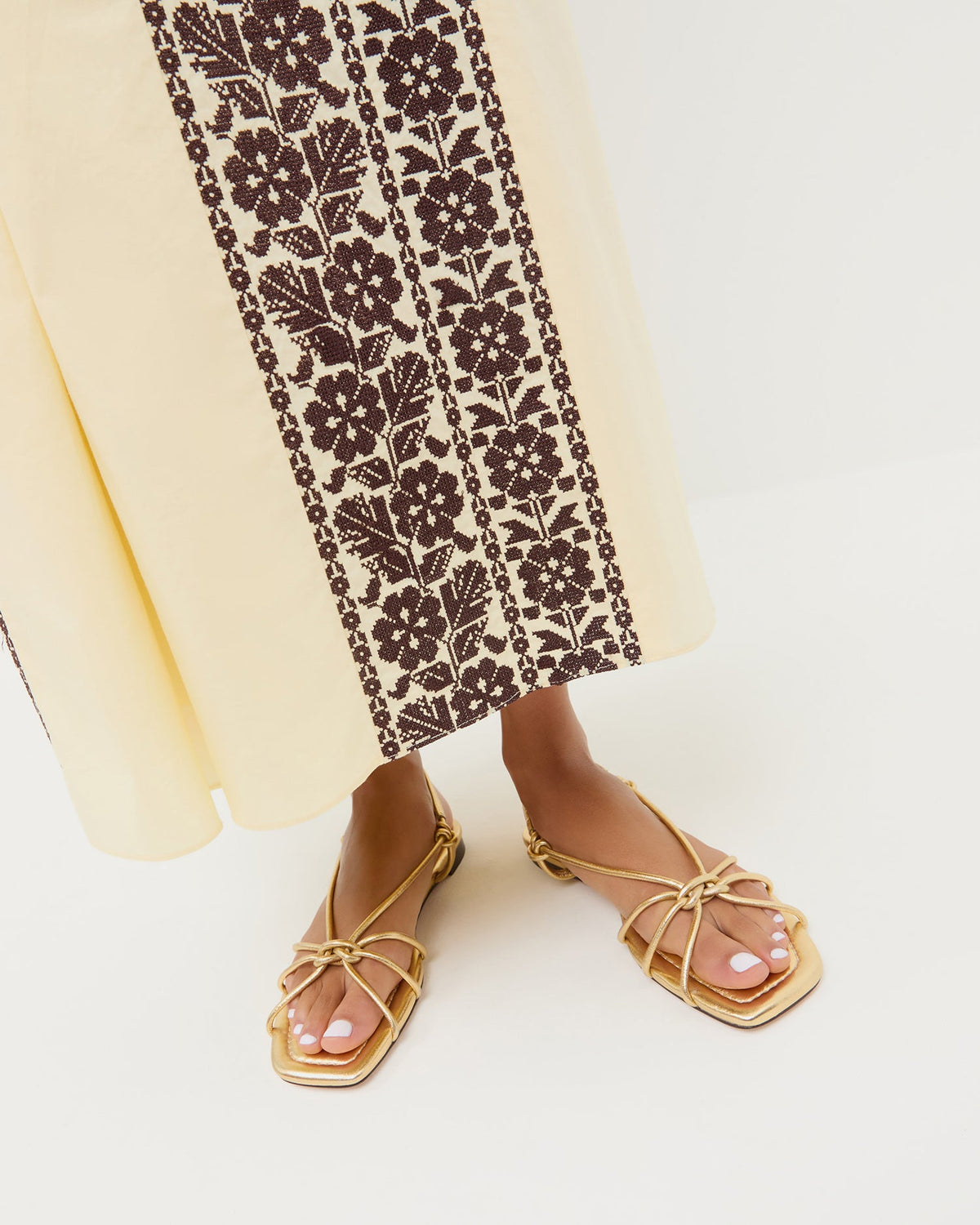 Loeffler Randall Karly Gold Leather Strappy Sandal