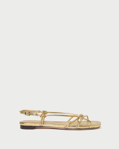 Loeffler Randall Karly Gold Leather Strappy Sandal