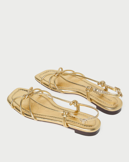 Loeffler Randall Karly Gold Leather Strappy Sandal