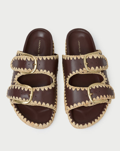 Loeffler Randall Nico Chocolate/Natural Two-Band Sandal