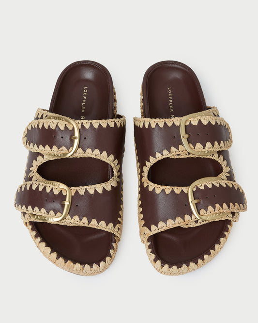 Loeffler Randall Nico Chocolate/Natural Two-Band Sandal