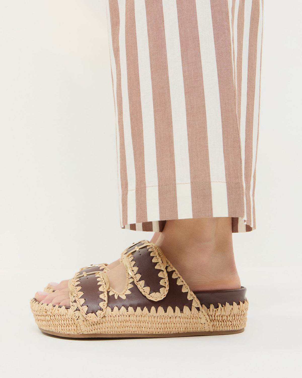 Loeffler Randall Nico Chocolate/Natural Two-Band Sandal