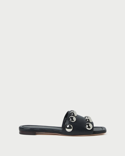 Loeffler Randall Hayes Black/Silver Studded Sandal