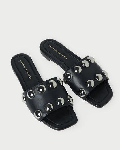 Loeffler Randall Hayes Black/Silver Studded Sandal