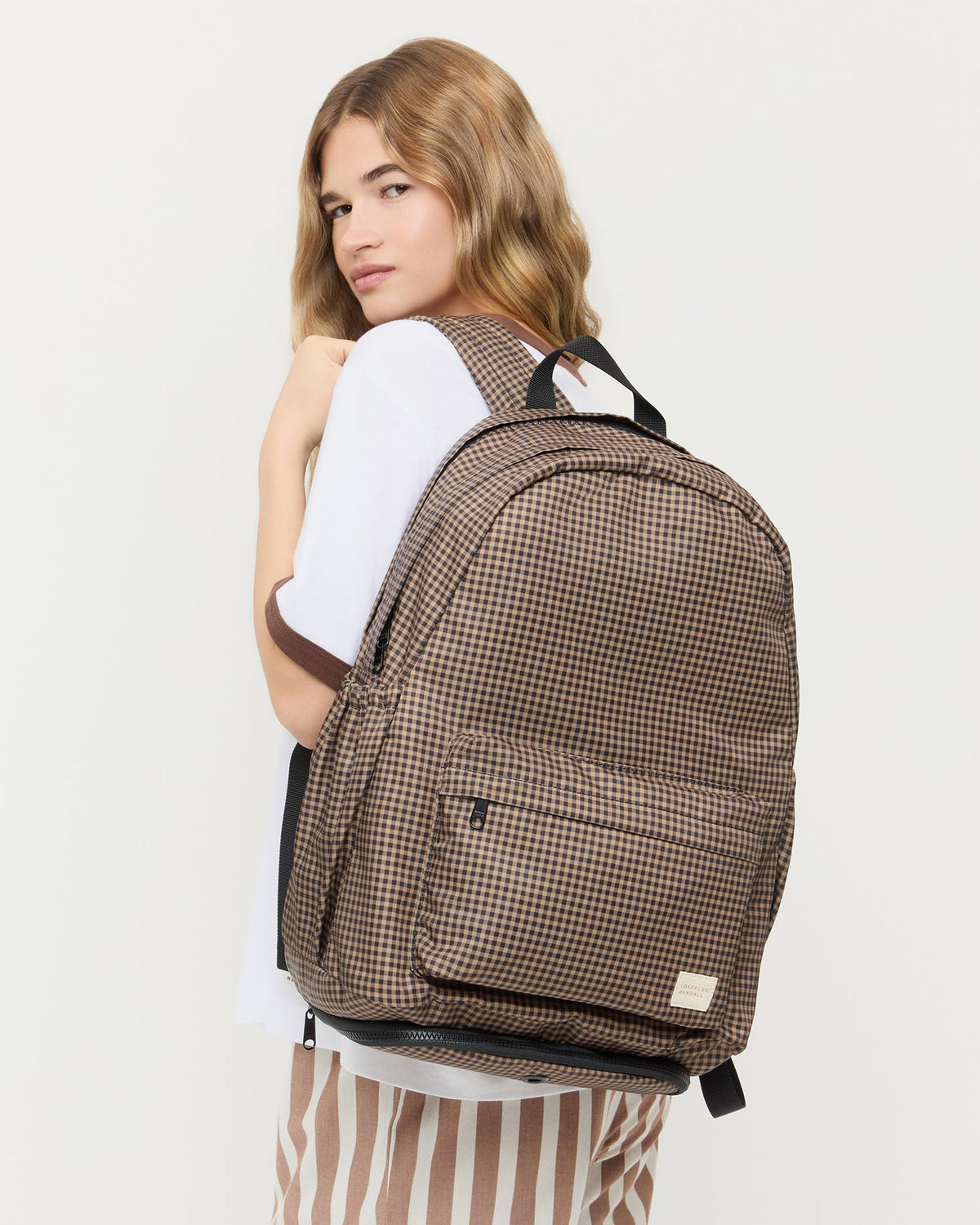 Loeffler Randall Stevie Brown/Black Check Backpack