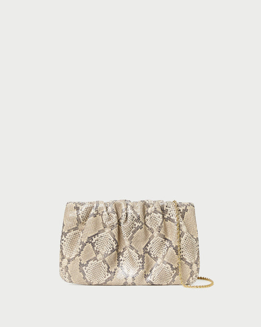 Loeffler Randall Serena Snake Leather Gathered Clutch