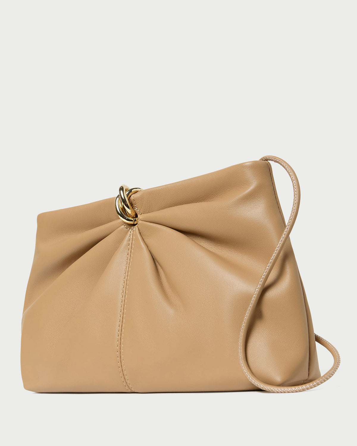 Loeffler Randall Corrine Khaki Leather Gathered Clutch