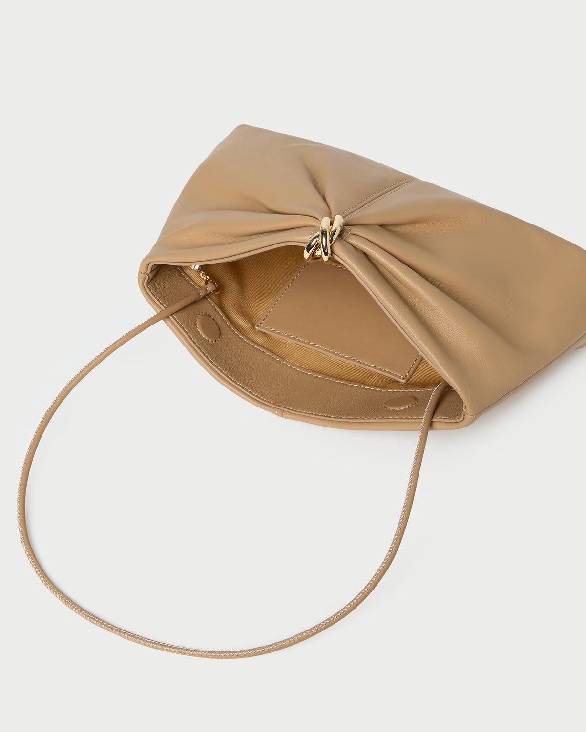Loeffler Randall Corrine Khaki Leather Gathered Clutch