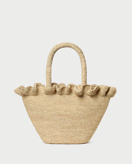 Loeffler Randall Cyrus Natural Ruffled Woven Tote