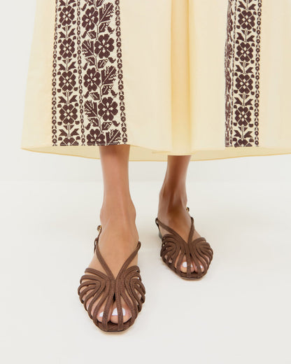 Loeffler Randall Devon Chocolate Moiré Slingback Sandal