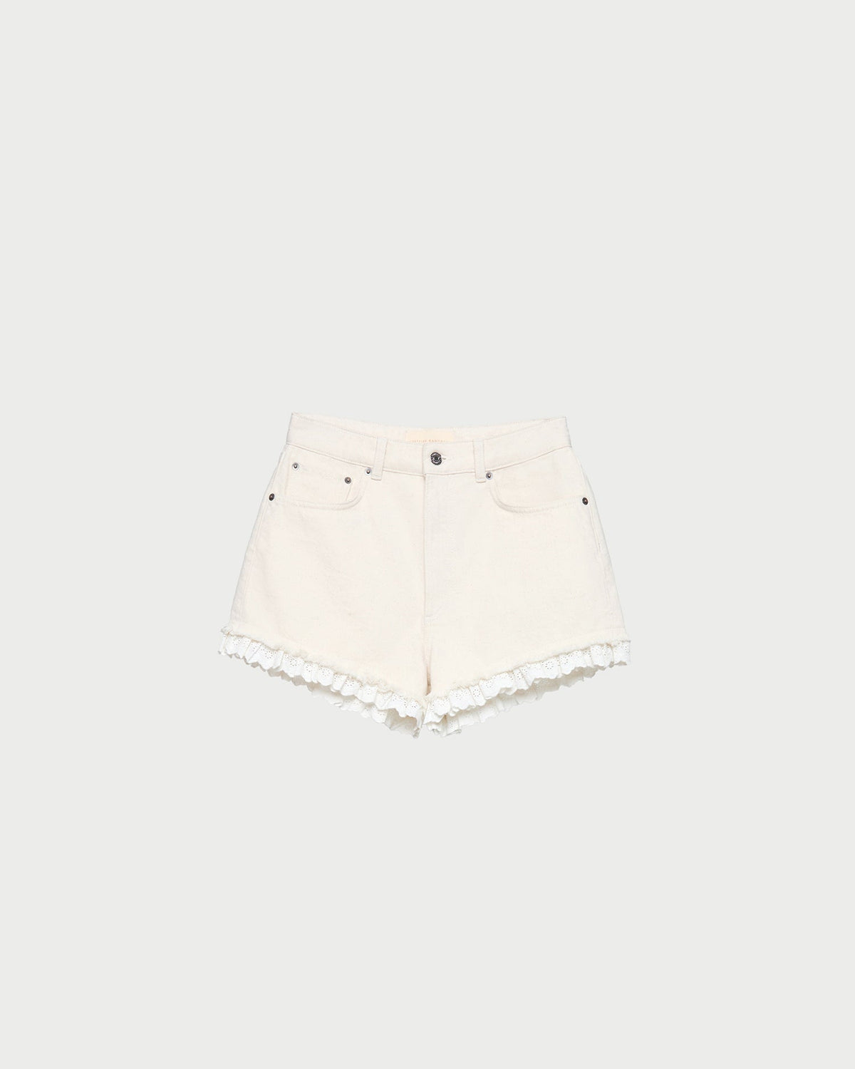 Loeffler Randall Kay Lace-Trimmed Denim Shorts
