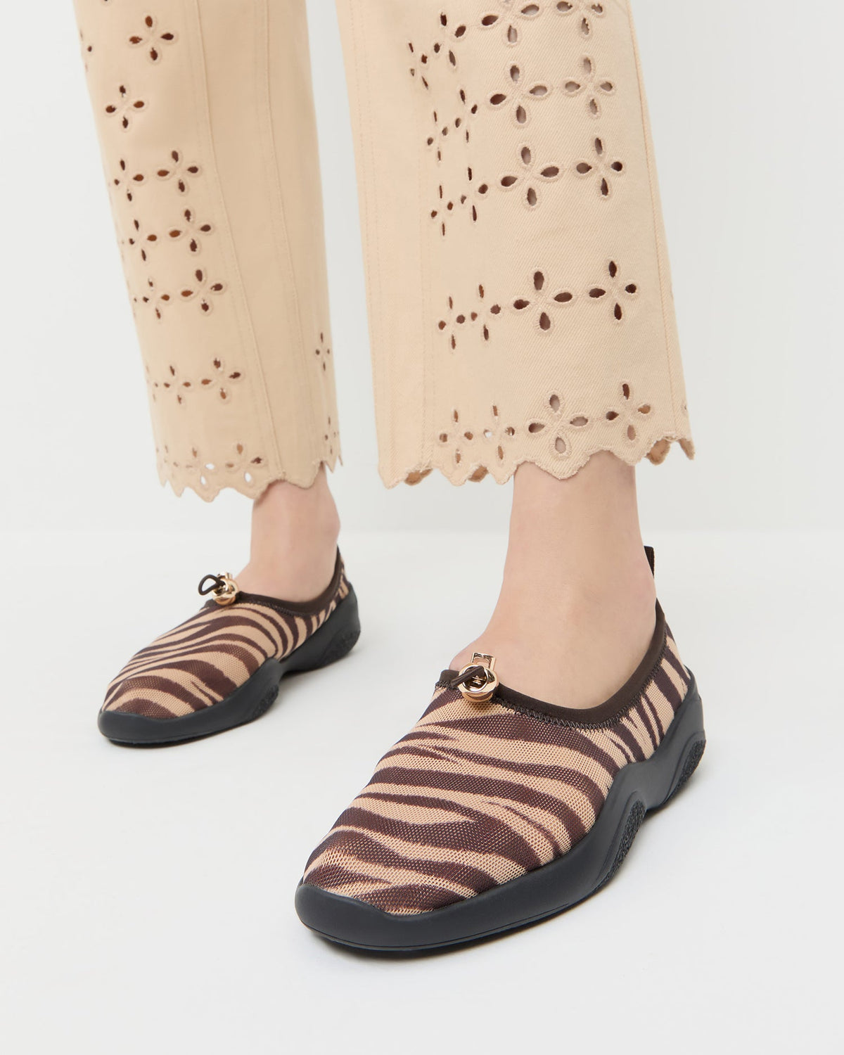 Loeffler Randall Raina Zebra Mesh Flat