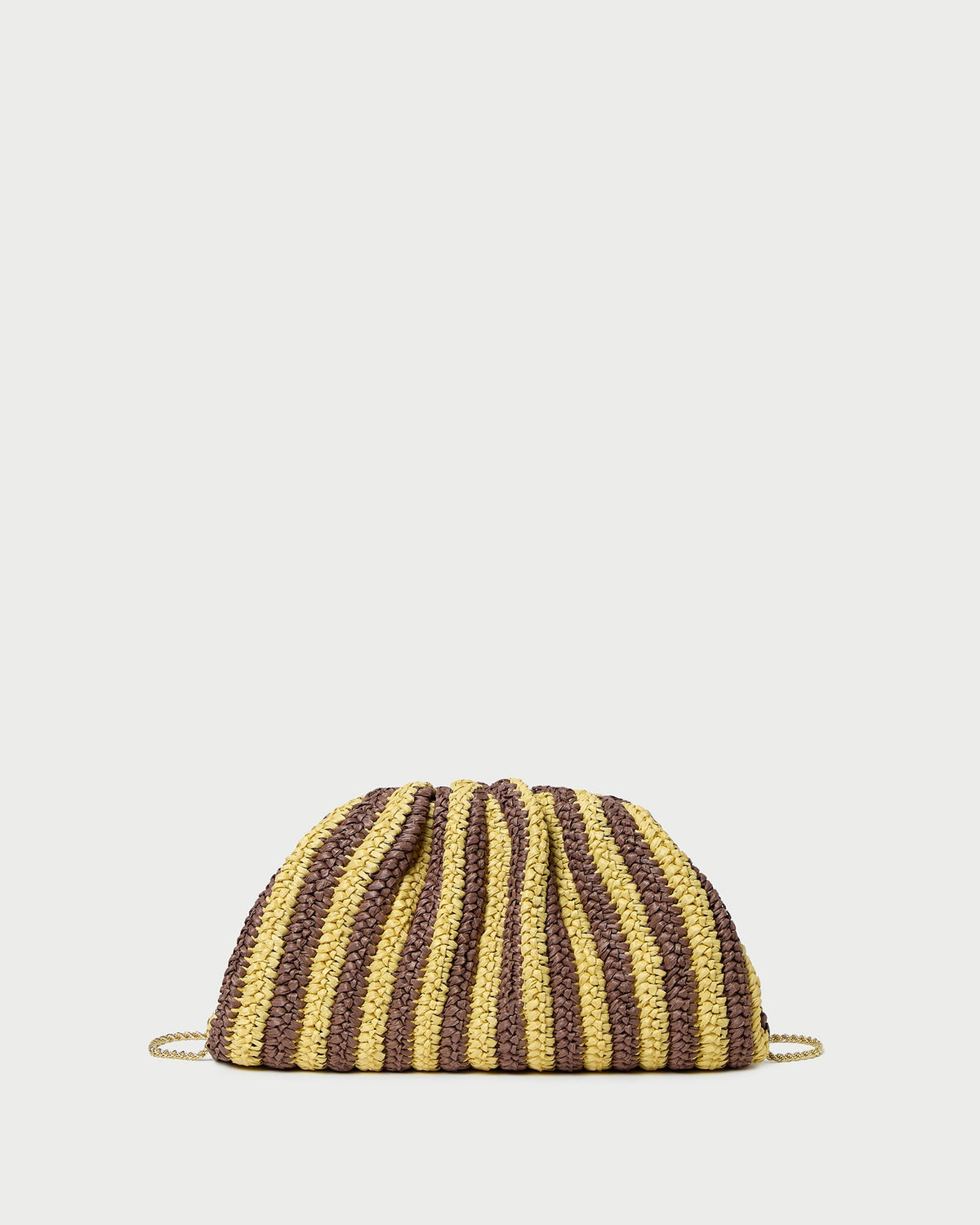 Loeffler Randall Bailey Brown/Butter Stripe Dome Clutch