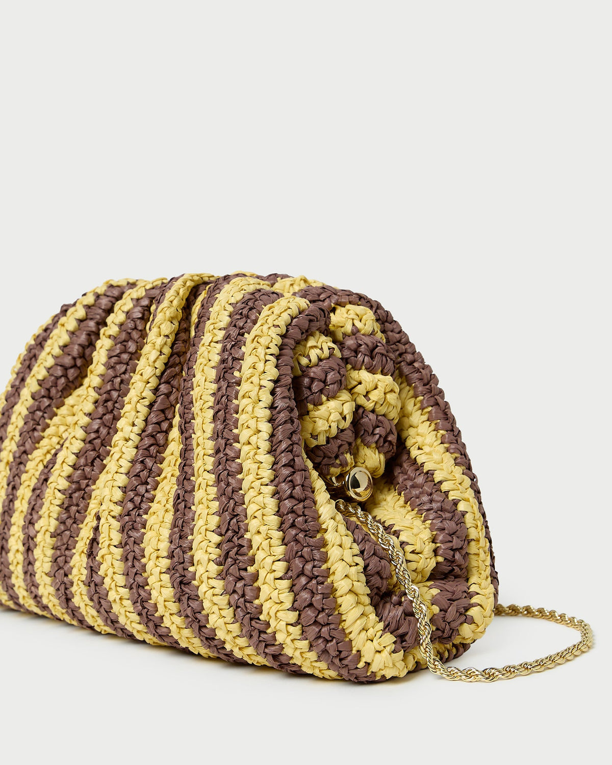 Loeffler Randall Bailey Brown/Butter Stripe Dome Clutch