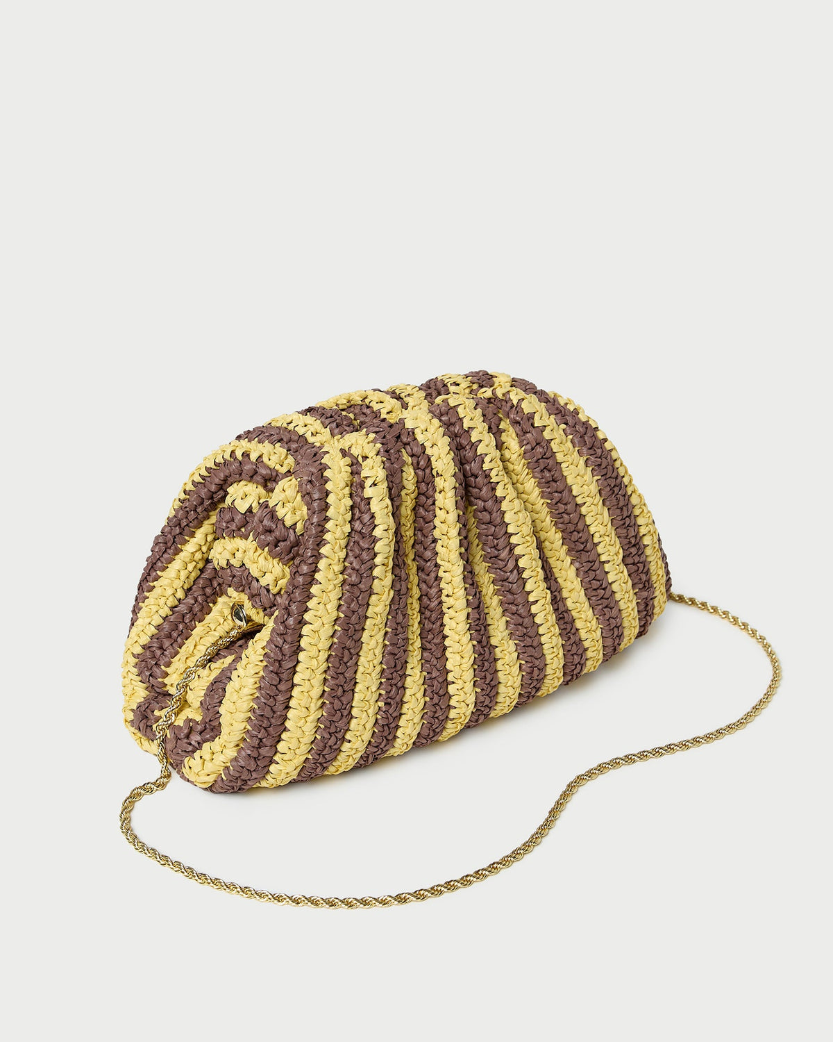 Loeffler Randall Bailey Brown/Butter Stripe Dome Clutch
