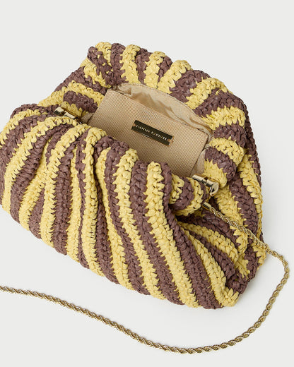 Loeffler Randall Bailey Brown/Butter Stripe Dome Clutch