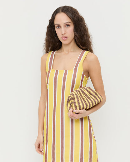 Loeffler Randall Bailey Brown/Butter Stripe Dome Clutch