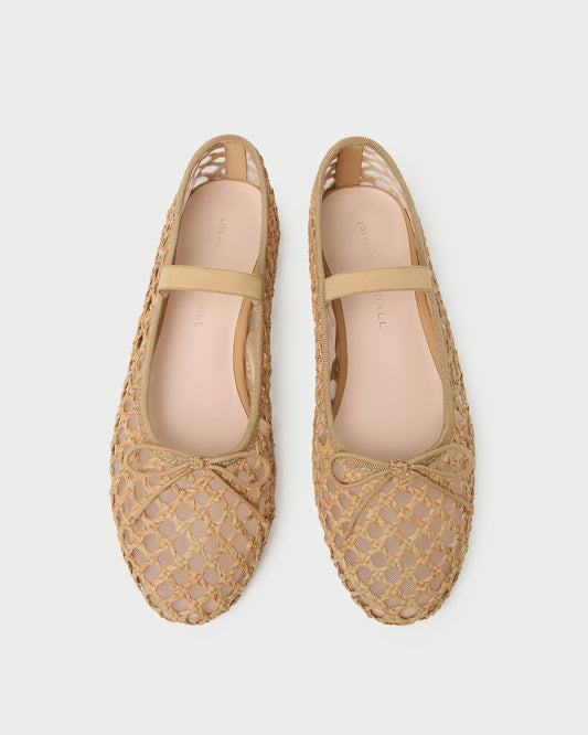Loeffler Randall Leonie Brown Crochet Ballet Flat