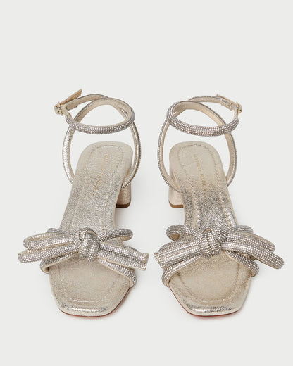 Loeffler Randall Mikel Cappuccino Bow Mid-Heel Sandal