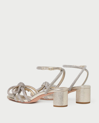 Loeffler Randall Mikel Cappuccino Bow Mid-Heel Sandal