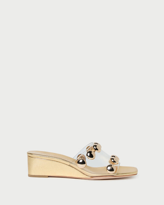 Loeffler Randall Enya Gold/Champagne Studded Wedge