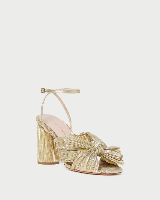 Loeffler Randall Camellia Gold Pleated Bow Heel