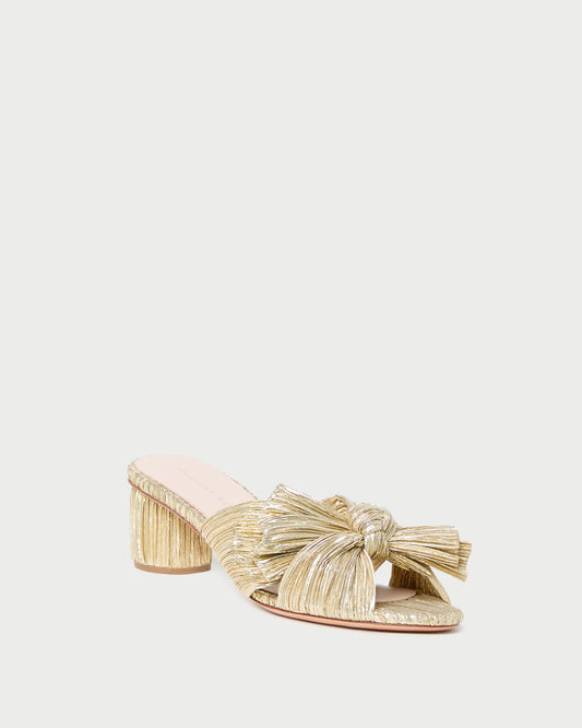 Loeffler Randall Emilia Gold Pleated Bow Heel