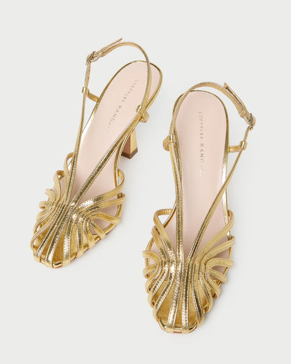 Loeffler Randall Alexandra Gold Slingback Heeled Sandal