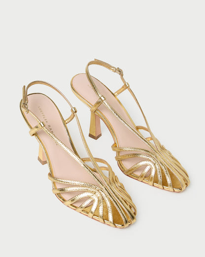 Loeffler Randall Alexandra Gold Slingback Heeled Sandal