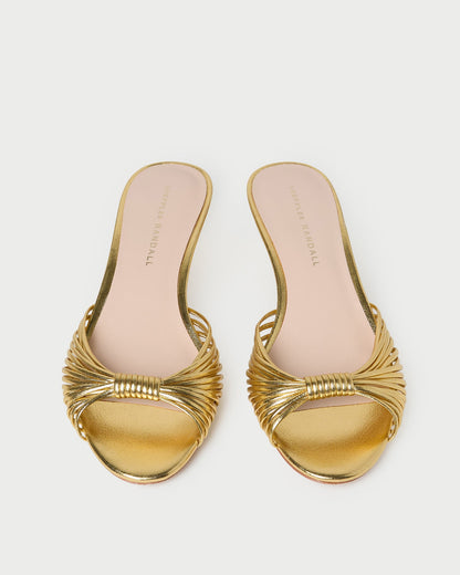 Loeffler Randall Dixie Gold Leather Kitten Heel