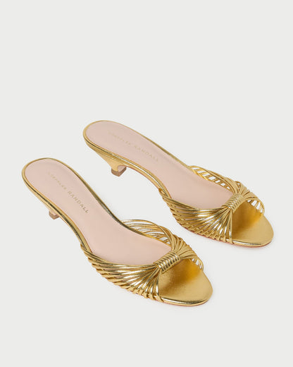 Loeffler Randall Dixie Gold Leather Kitten Heel