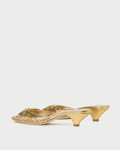 Loeffler Randall Dixie Gold Leather Kitten Heel