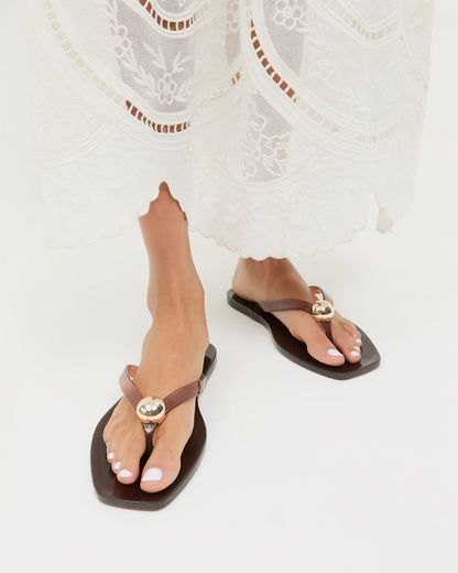 Loeffler Randall Jovie Brown Jelly Flip Flop