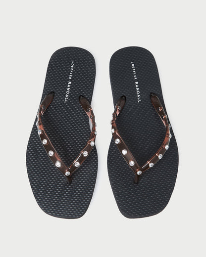 Loeffler Randall Taryn Brown Jelly Flip Flop