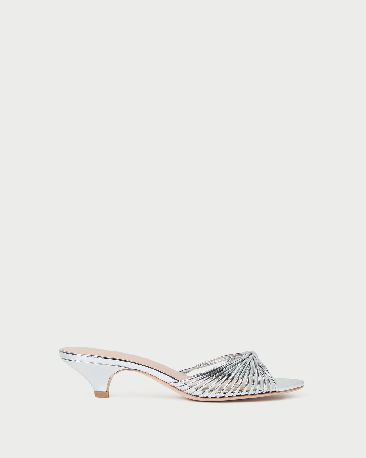 Loeffler Randall Dixie Silver Leather Kitten Heel