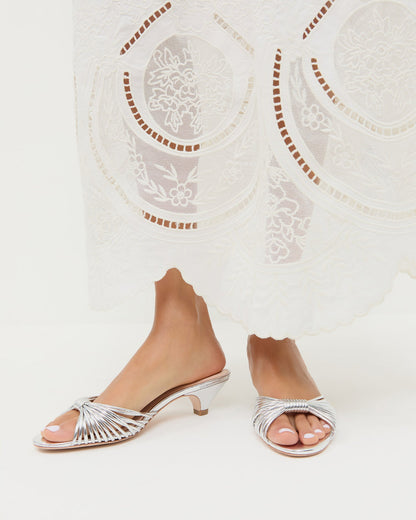 Loeffler Randall Dixie Silver Leather Kitten Heel