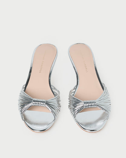 Loeffler Randall Dixie Silver Leather Kitten Heel