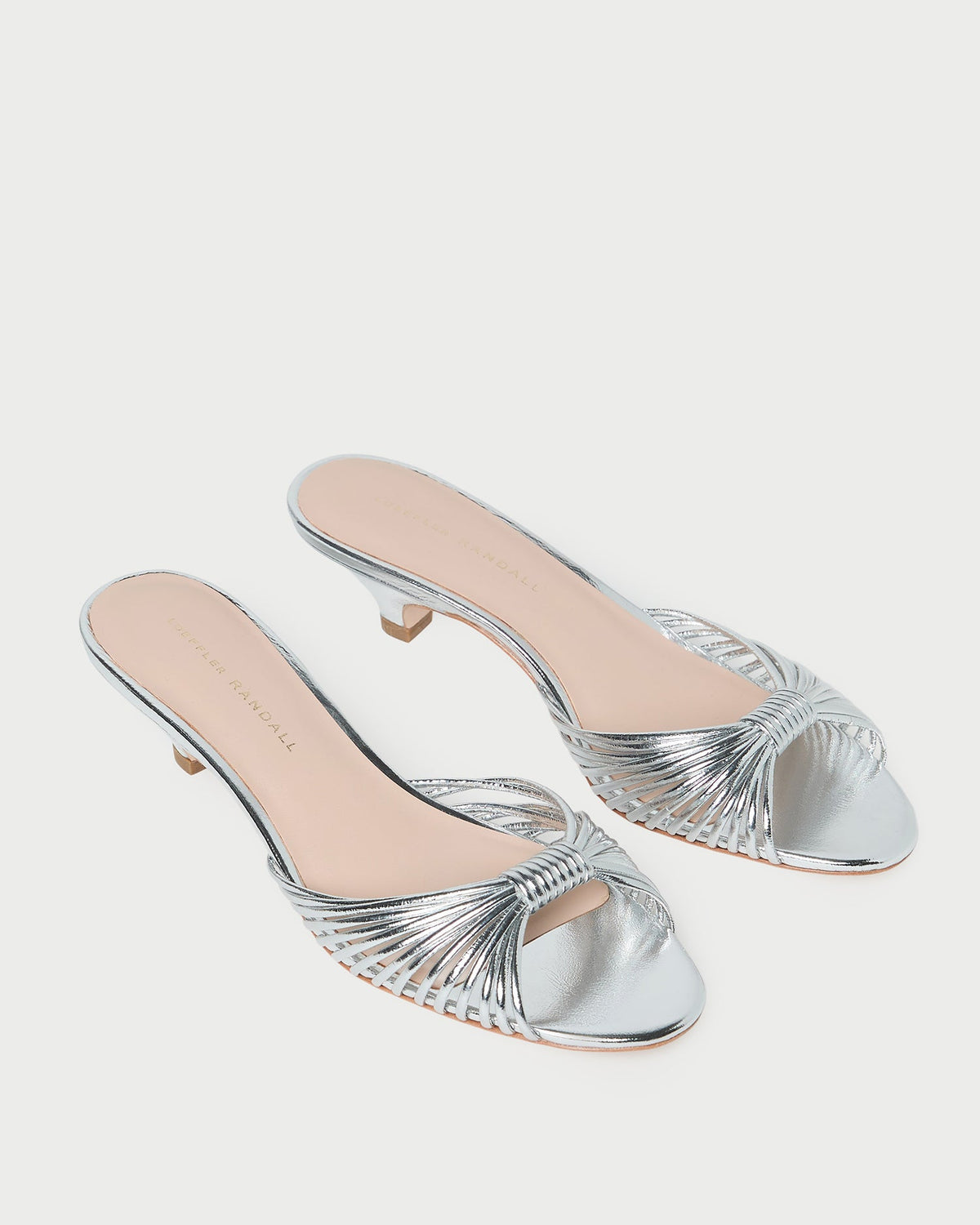 Loeffler Randall Dixie Silver Leather Kitten Heel