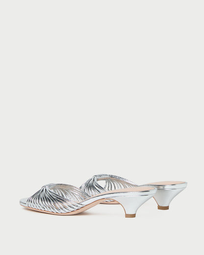 Loeffler Randall Dixie Silver Leather Kitten Heel