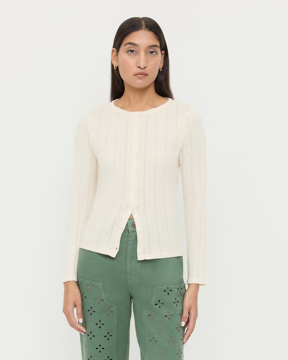Loeffler Randall Ash Pointelle Cardigan