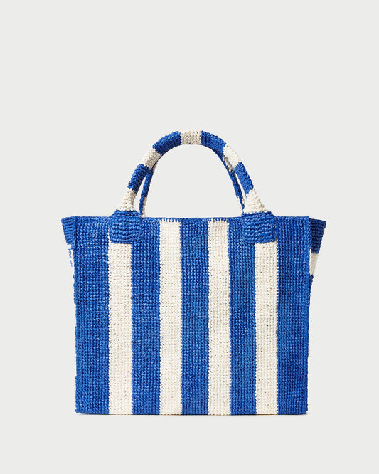 Loeffler Randall Sol Blue Striped Crochet Beach Tote
