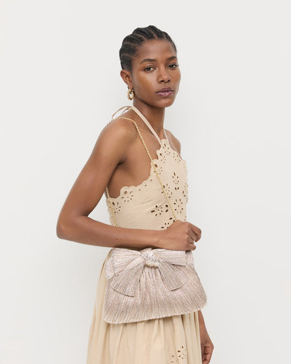 Loeffler Randall Rayne Champagne Bow Clutch