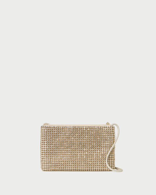 Loeffler Randall Yara Gold Diamanté Flat Clutch