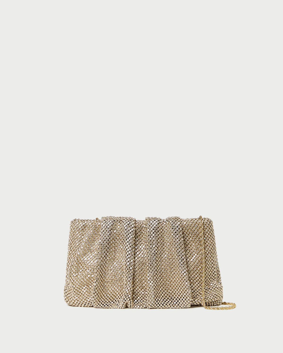 Loeffler Randall Serena Gold Diamanté Gathered Clutch