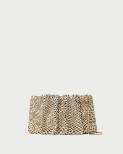 Loeffler Randall Serena Gold Diamanté Gathered Clutch