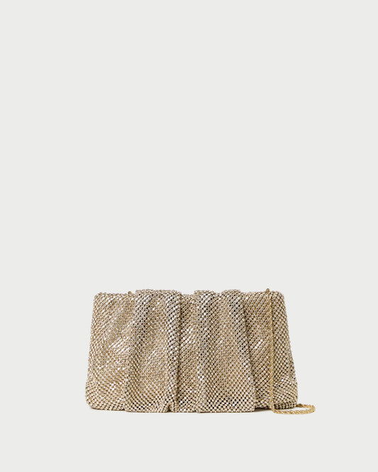 Loeffler Randall Serena Gold Diamanté Gathered Clutch