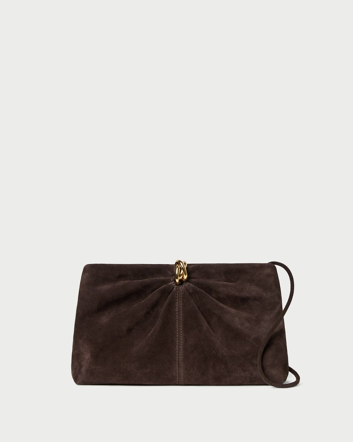 Loeffler Randall Corrine Brown Suede Gathered Clutch